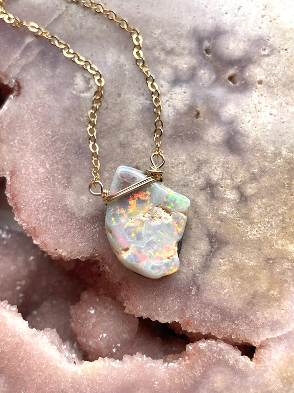 Raw sales opal necklace